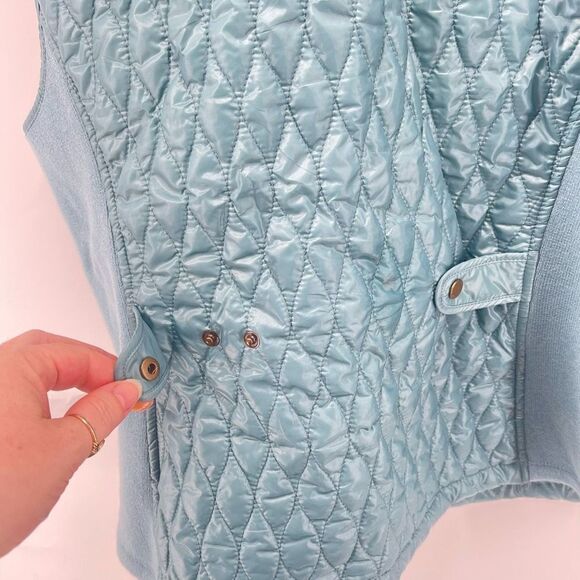 Talbots Womens Quilted Puffer Jacket Vest Lined Full Zip Snap Button Blue Medium - Picture 5 of 14
